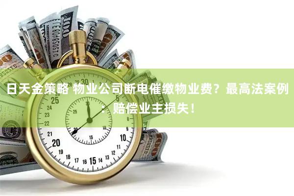 日天金策略 物业公司断电催缴物业费？最高法案例：赔偿业主损失！